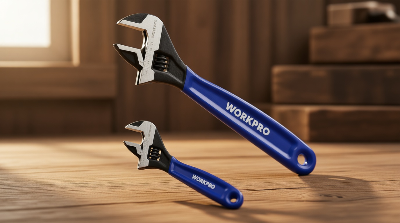 WORKPRO 2-Piece Adjustable Wrench Set, 6-Inch & 10-Inch Wide Jaw Black Oxide Wrench, Cr-V Steel, Metric & SAE Scales, Max Jaw Opening 15/16" & 1-5/16", for Home Repairs, Plumbing, Garage Work