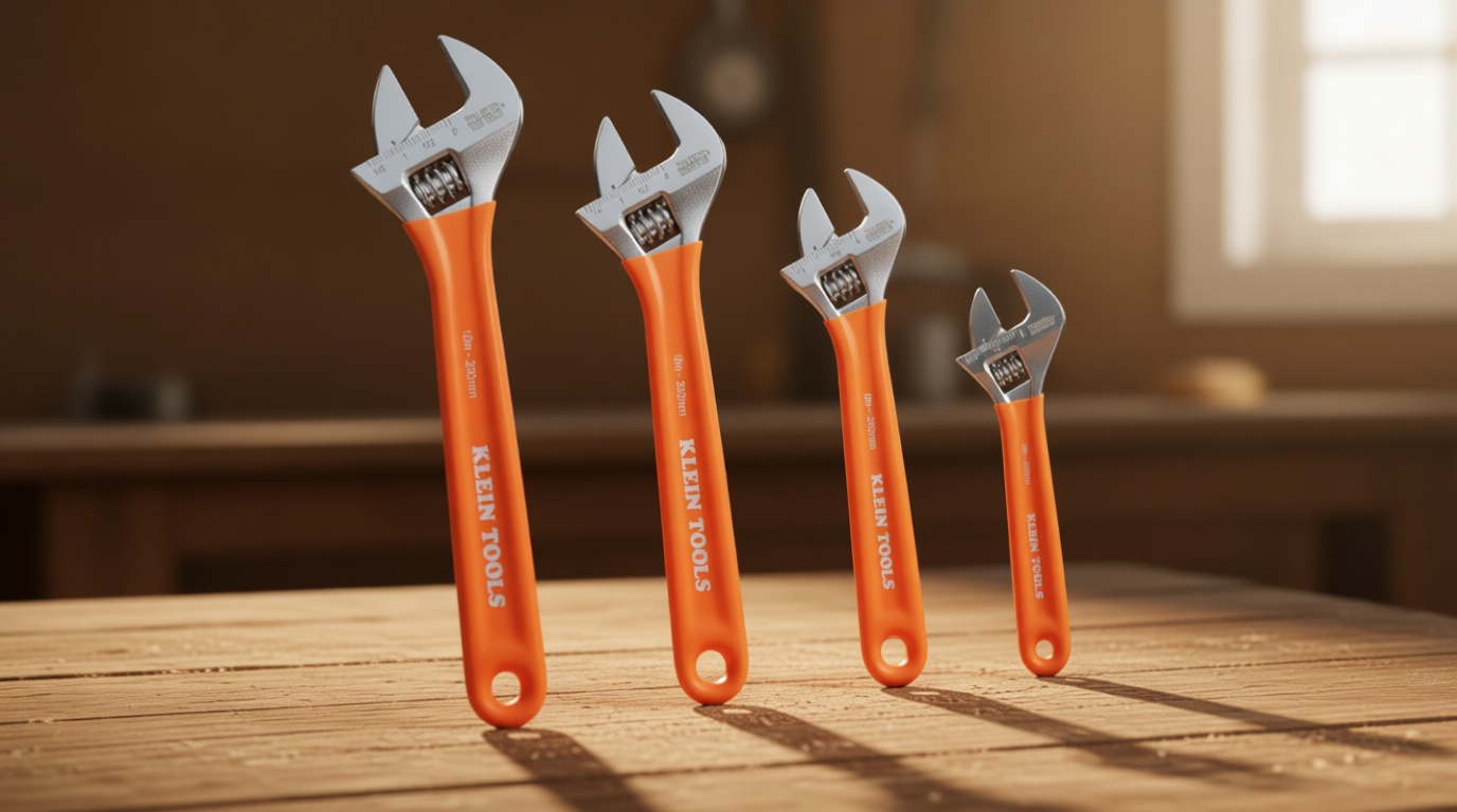 Klein Tools D5074 Adjustable Wrench Set, Extra Capacity, 6-Inch, 8-Inch, 10-Inch, 12-Inch, Forged Alloy Steel, Metric and SAE, 4-Piece