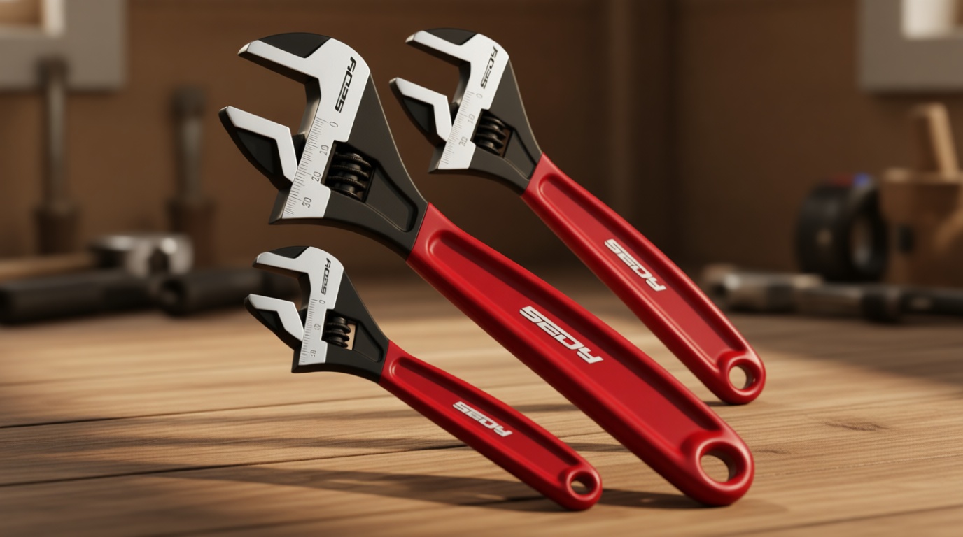 SEDY Adjustable Wrench Set Pipe Spanner: 6" 8" 10" Wide Jaw Black Oxide Wrench With Cushion Grip, Laser Marked Metric & SAE Scales, CR-V Steel for Professional