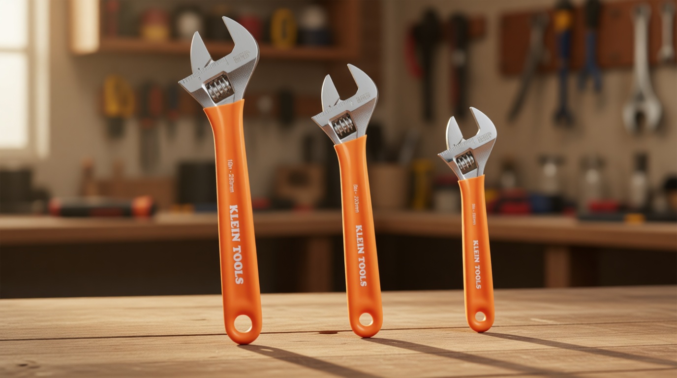 Klein Tools D5073 Adjustable Wrench Set, Extra Capacity, 6-Inch, 8-Inch, 10-Inch, Forged Alloy Steel, Metric and SAE, 3-Piece