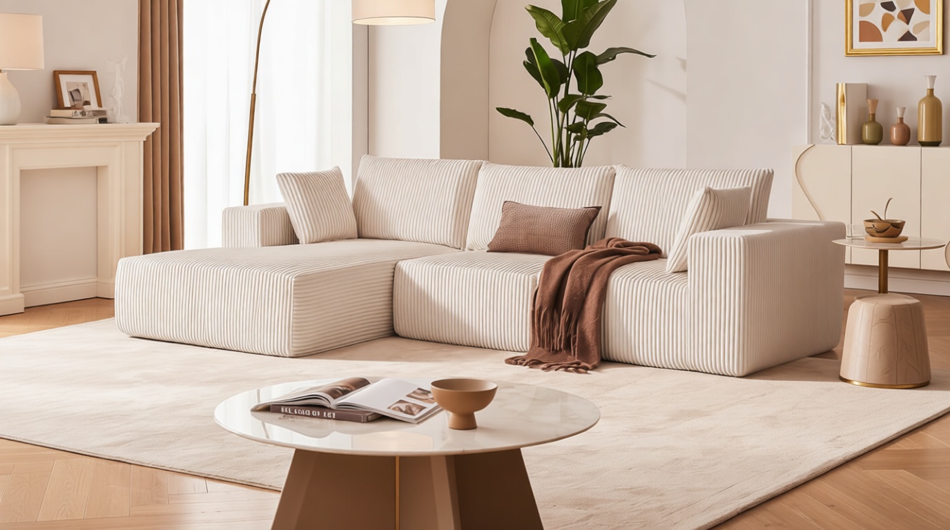 108” Modular Sectional Sofa, Cloud Sectional Couch with Deep Seat, Modern Modular L-Shape Sofa Couch with Chaise,Upholstered Boneless Couches for Living Room Bedroom (Beige, Left Facing Chaise)