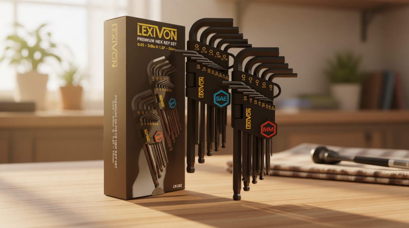 LEXIVON Allen Wrenches Sets, 26-Piece Premium Metric & SAE Hex Keys, L-Shaped Long Arm Ball End Design, Industrial-Grade S2 Alloy Steel (LX-132)