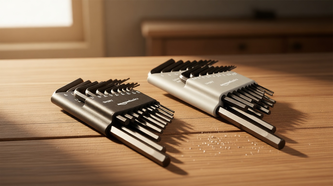 Amazon Basics 36-Piece Allen Wrench/Hex Key Set, SAE & Metric Sizes, Chrome Vanadium Steel with Long Arm, 2 Organized Storage Cases