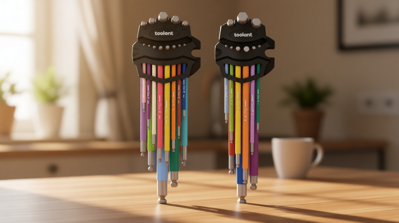 toolant Allen Wrenches Sets 22pcs(Metric&SAE), Extra Long Arm Allen Key Set with Ball End, Crafted Hex Key Set with Color Coded Sleeves, Unique Patented Holder Design for Magnetizing and Demagnetizing