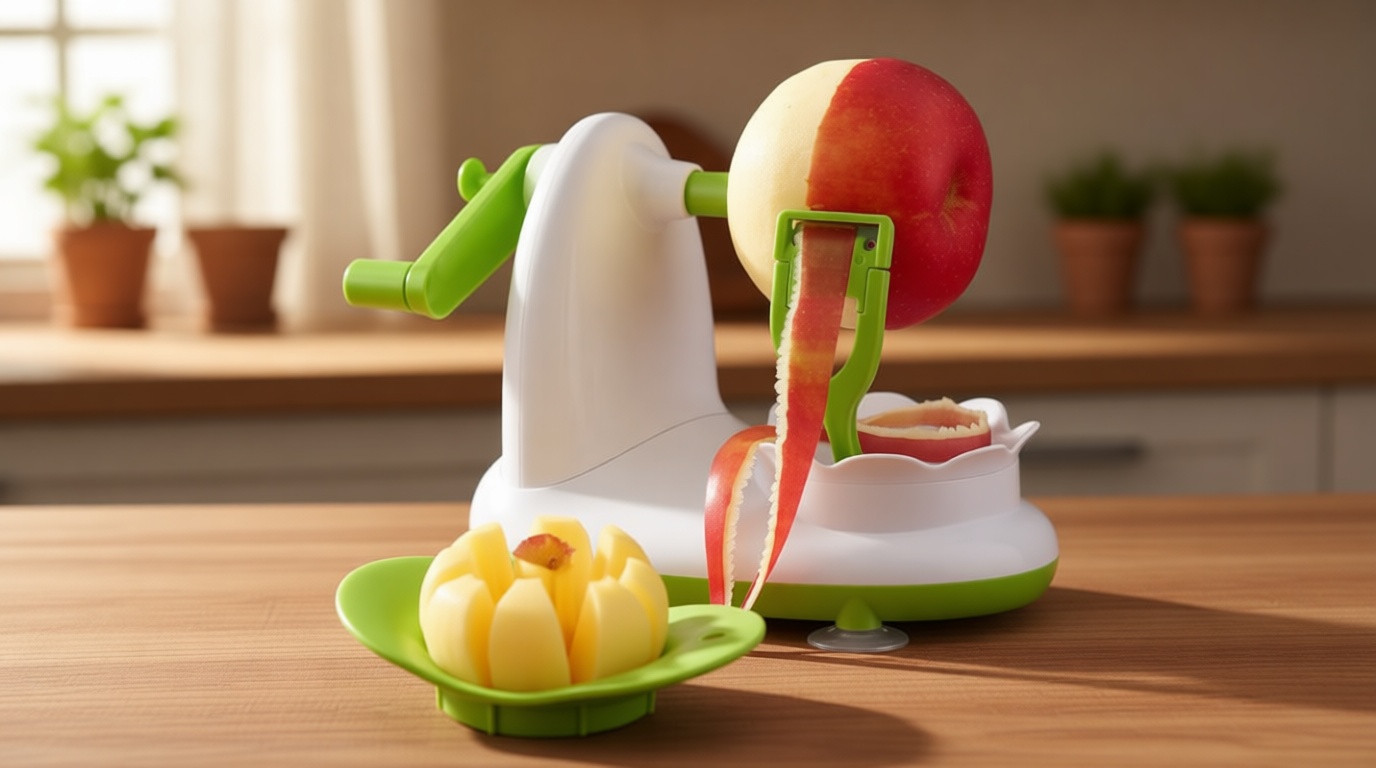 Apple Peeler for Apple Sauce and Pie, 8-Wedge Apple Slicer Corer with Stainless Steel Blades, Upgraded Strong Suction Base, Includes 2 Replacement Blades