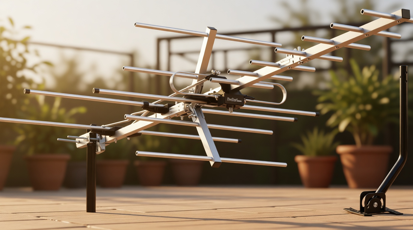 Five Star TV Antenna Indoor/Outdoor Yagi Satellite HD Antenna with up to 200 Mile Range - Attic or Roof Mount TV Antenna, Digital OTA Radio/FM Antenna for 4K 1080P with Mounting Pole