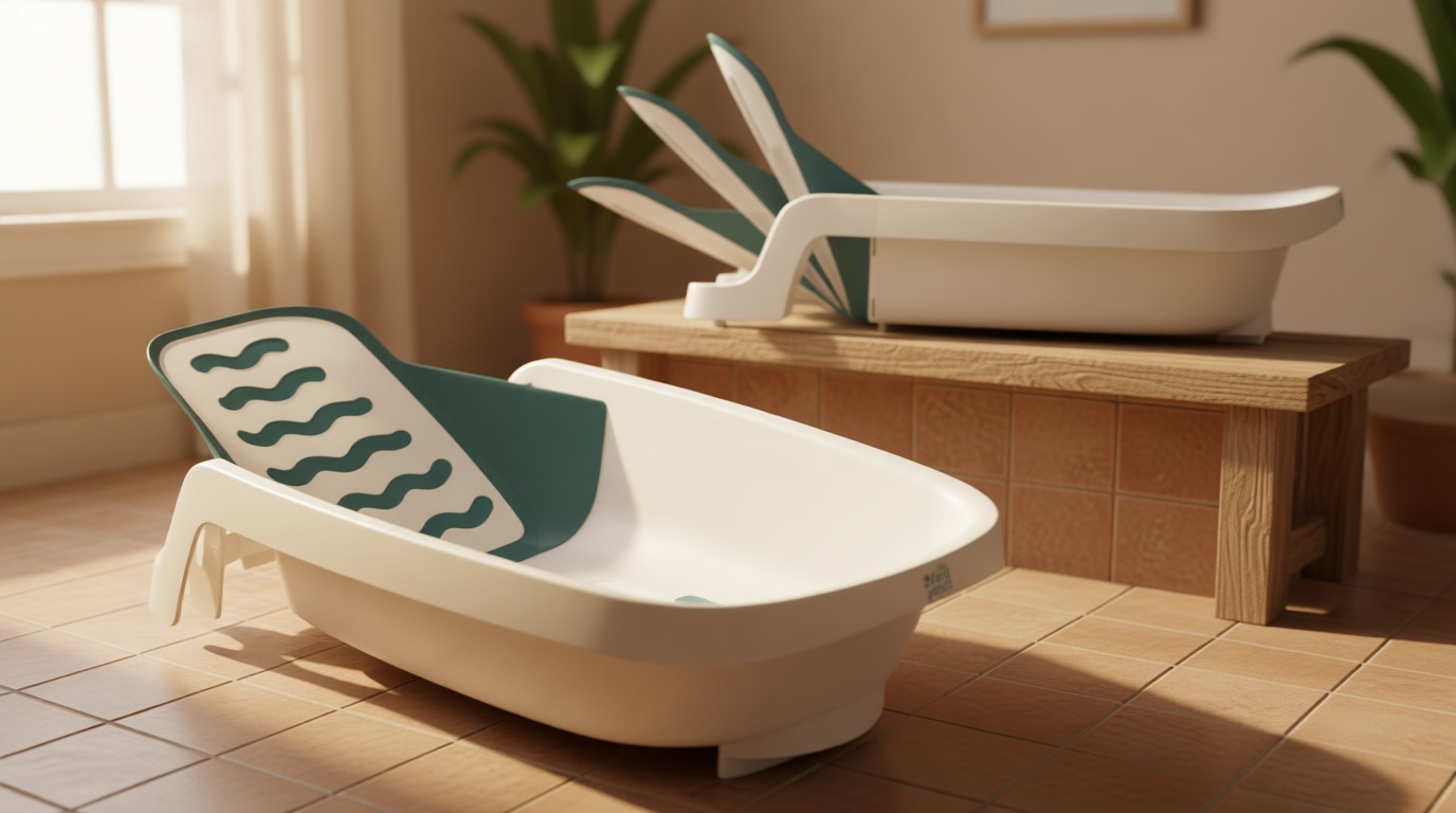 The First Years 4-in-1 Reclining Baby Bathtub – Grows-with-Baby Adjustable Bath Seat – Multi-Position Backrest for Newborn, Infant & Toddler Use – Ages 0–24 Months