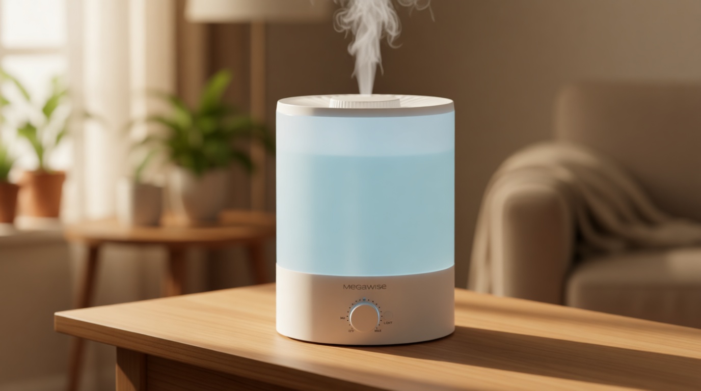 MegaWise Healthy Top-Refill Cool Mist Humidifiers for Bedroom, 24dB Ultrasonic Air Vaporizer with Water Filter for Baby [PP Material], Colorful Night Light,1 Gal Essential Oil Diffuser, Auto Shut Off Global Recycled Standard