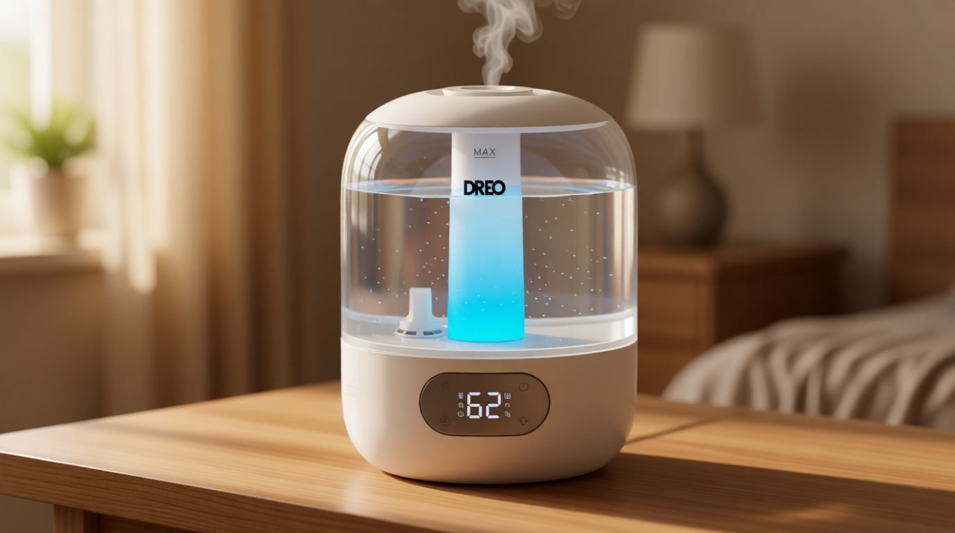 DREO Humidifiers for Bedroom, 3L Top Fill 30H & 26dB Quiet Runtime for Large Room, Cool Mist Ultrasonic Humidifier with Humidity Sensor, Night Light for Home, Baby, Nursery, Plants, New Edition
