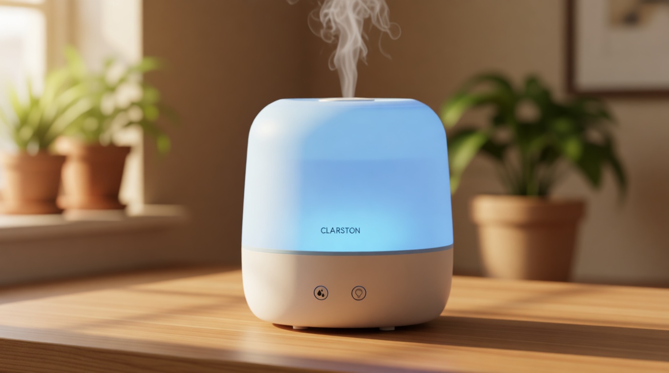 Clarston 2L Cool Mist Humidifier for Bedroom with 360° Adjustable Nozzle, High and Low Mist Levels, Ultra-Low Noise, Light-Off, No BPA, Auto Shut Off, Ideal Baby Humidifier with Easy Top Filling