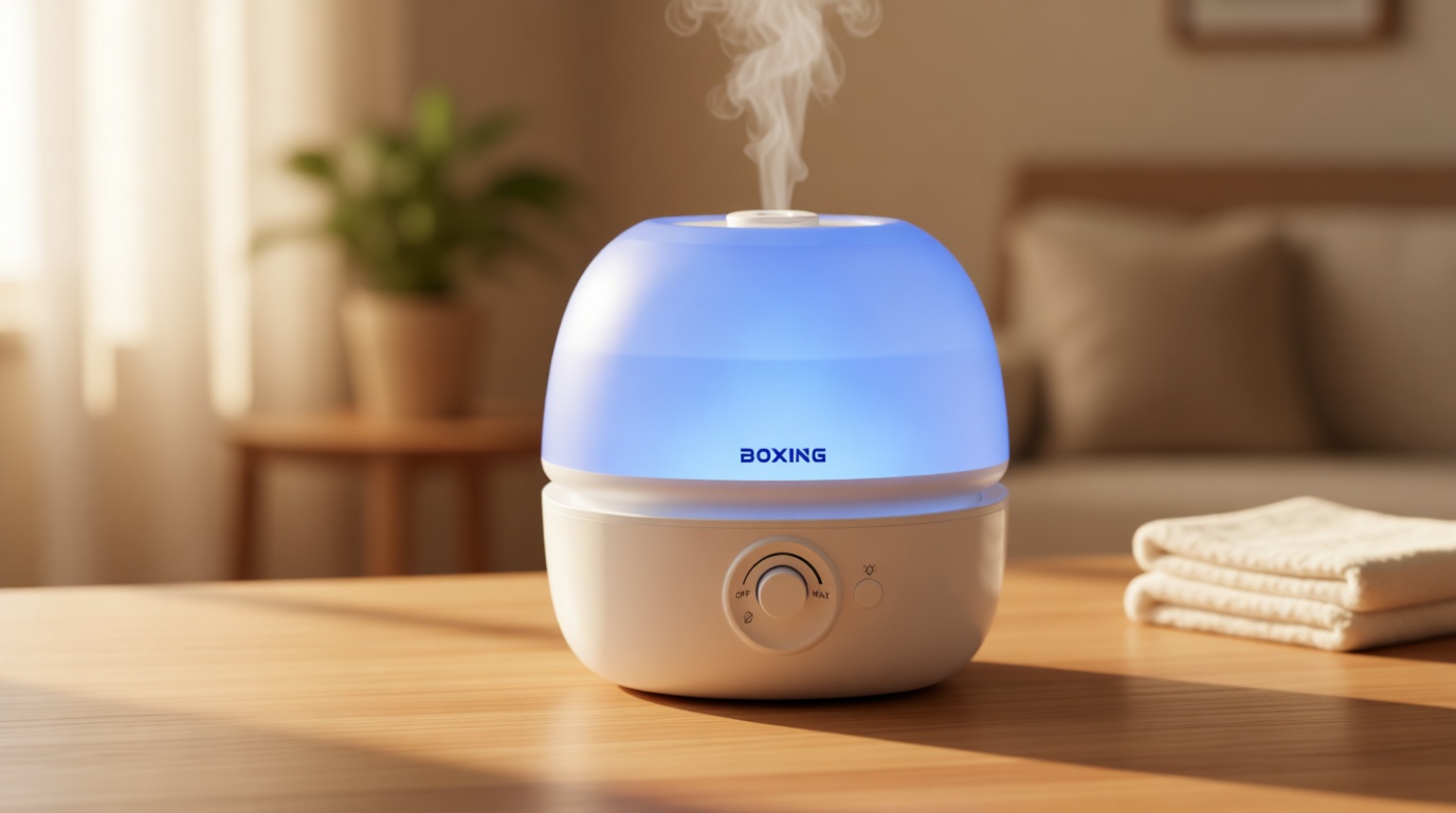 BOXING 3L Cool Mist Humidifier, Ultra Quiet 20dB for Bedroom, Baby & Office, Top Fill Air Humidifier for Home Office & Indoor Plants, 30H Runtime, Essential Oil Tray, Night Light, BPA-Free, White Global Recycled Standard