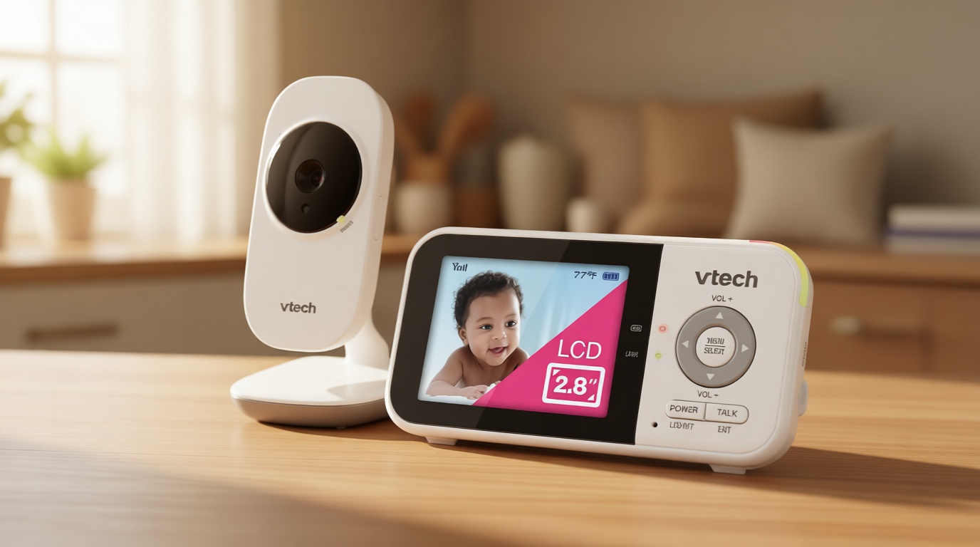 VTech VM819 Baby Monitor with Camera and Audio, 2.8” Screen Portable Baby Camera, Night Vision, 2-Way Audio, Temperature Sensor and Lullabies, Secure Transmission No WiFi, Ideal for Baby/Elderly/Pet