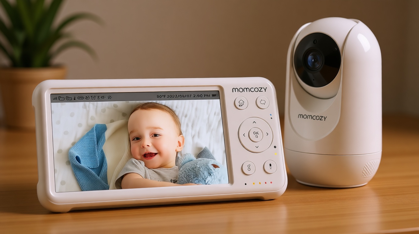 Momcozy Video Baby Monitor, 1080P 5" HD Baby Monitor with Camera & Wall Mount, Infrared Night Vision, 5000mAh Battery, 2-Way Audio, Temperature Sensor, Lullabies, 960ft Range, Ideal for New Moms, BM01