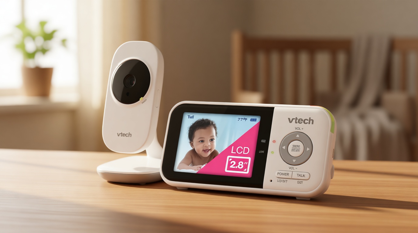 VTech VM819 Baby Monitor with Camera and Audio, 2.8” Screen Portable Baby Camera, Night Vision, 2-Way Audio, Temperature Sensor and Lullabies, Secure Transmission No WiFi, Ideal for Baby/Elderly/Pet