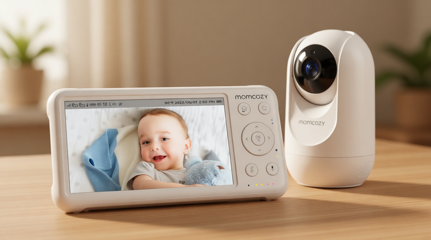 Momcozy Video Baby Monitor, 1080P 5" HD Baby Monitor with Camera & Wall Mount, Infrared Night Vision, 5000mAh Battery, 2-Way Audio, Temperature Sensor, Lullabies, 960ft Range, Ideal for New Moms, BM01