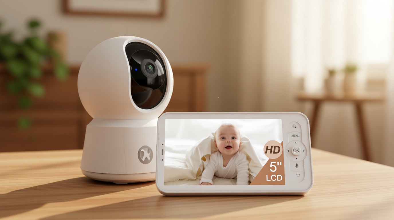 ARENTI WiFi Baby Camera Monitor B2 Kit 2026 Upgraded, 5-inch Wireless Display, Smartphone App, Encrypted Connection, Lullaby, Super Night Vision, Auto Tracking, Temp Sensor, Support Local Storage