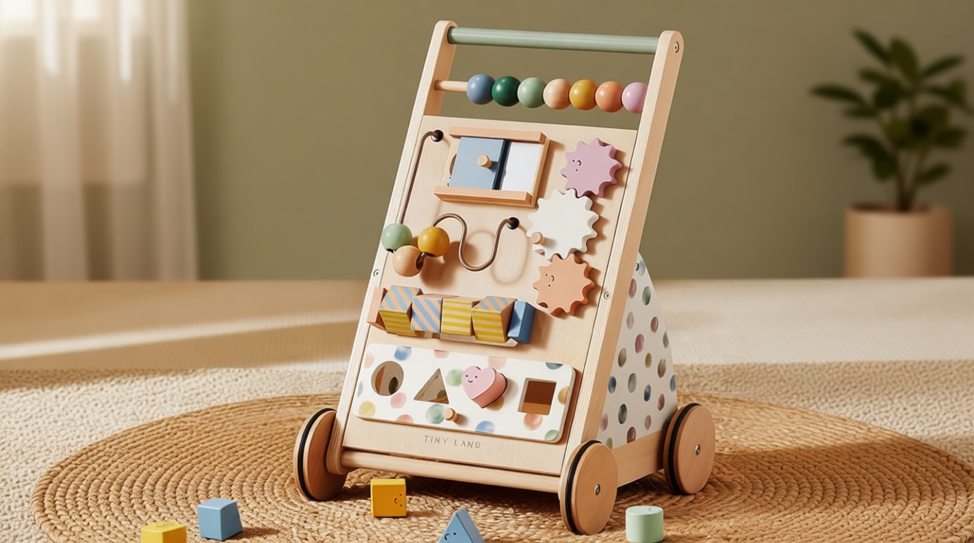 Tiny Land Wooden Baby Walker with Adjustable Speed, Montessori Activity Push Walker Toy for Toddlers, Baby Gift Parents Love for Boys & Girls(Morandi) The Forest Stewardship Council