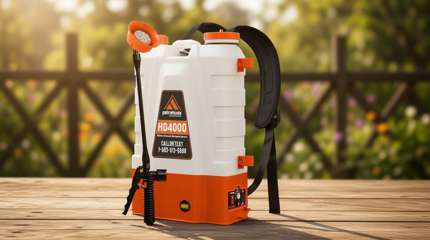 PetraTools Battery Powered Backpack Sprayer 4 Gallon - 6 Hours Long Battery Life & Padded Straps for Comfort - HD4000 Electric Backpack Garden Sprayer with 6 Spray Nozzles & 90PSI Adjustable Pressure