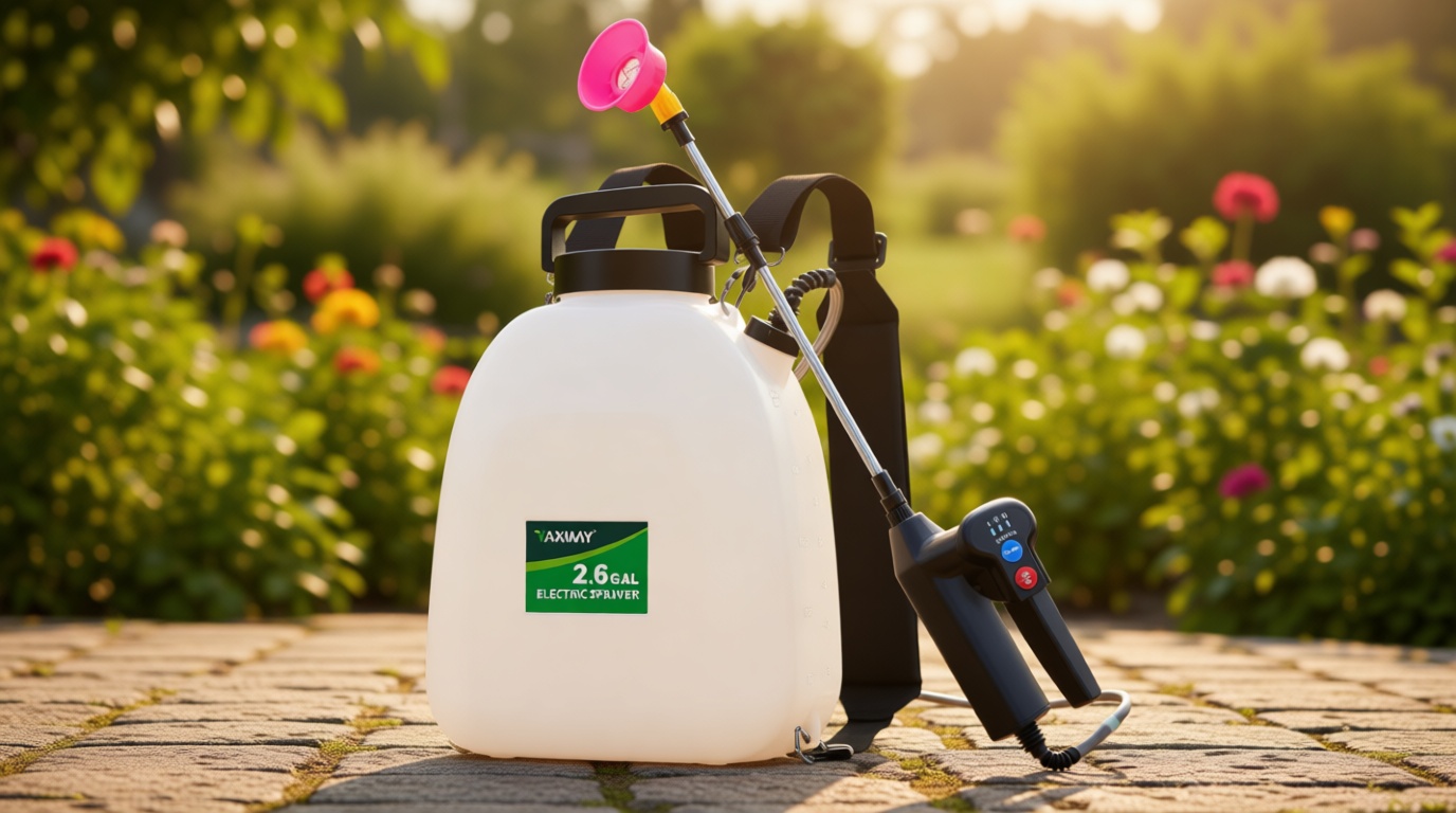 VAXMAY Battery Powered Sprayer 2.6 Gallon, Backpack Sprayer with 3 Adjustable Forces, Battery Indicator, 5 Mist Nozzles, 41" Retractable Wand, USB Rechargeable Garden Sprayer for Weed Lawn Yard