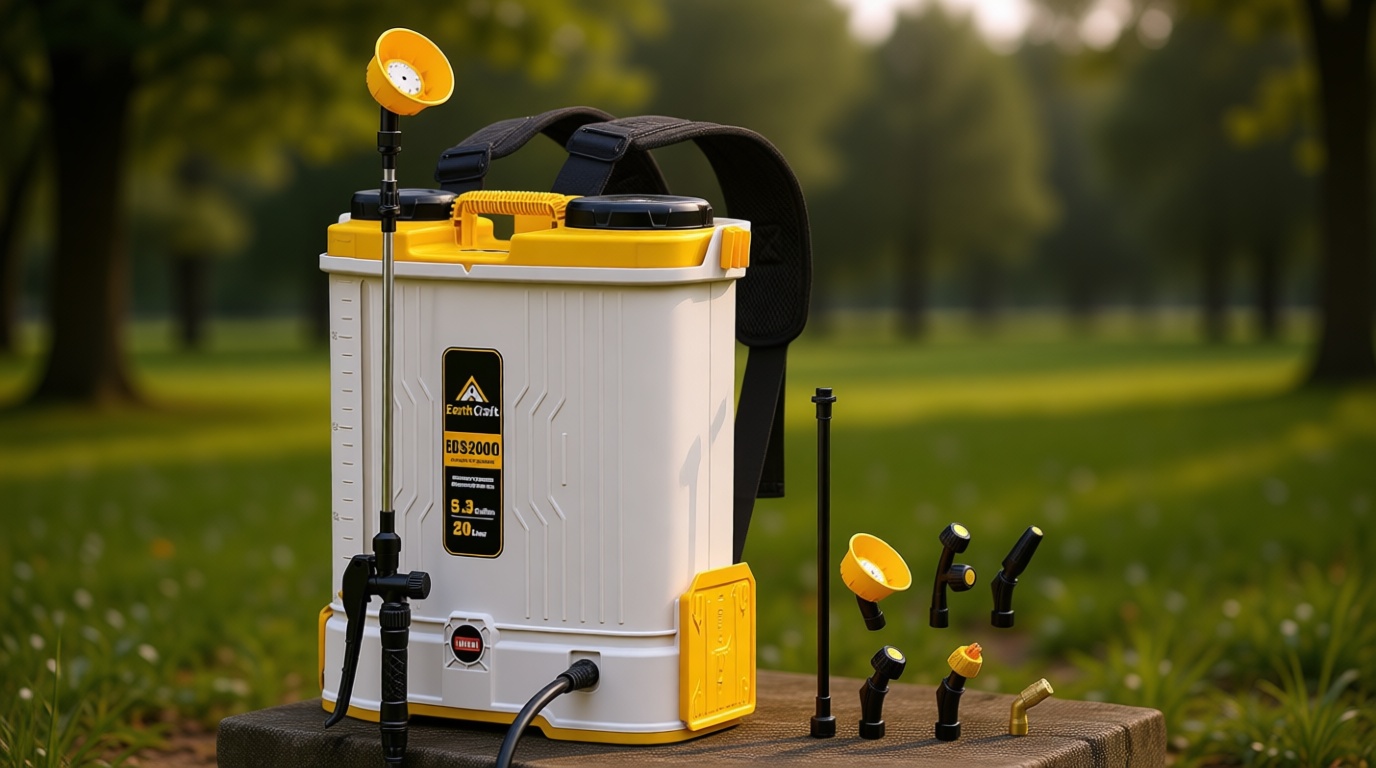 Battery Powered Backpack Sprayer 5.3Gal Compatible with DeWalt 20V Battery(NOT Included), Equipped with Mixing System, Backpack Garden Sprayer with 6 Spray Nozzles for Lawn, Garden, Yard