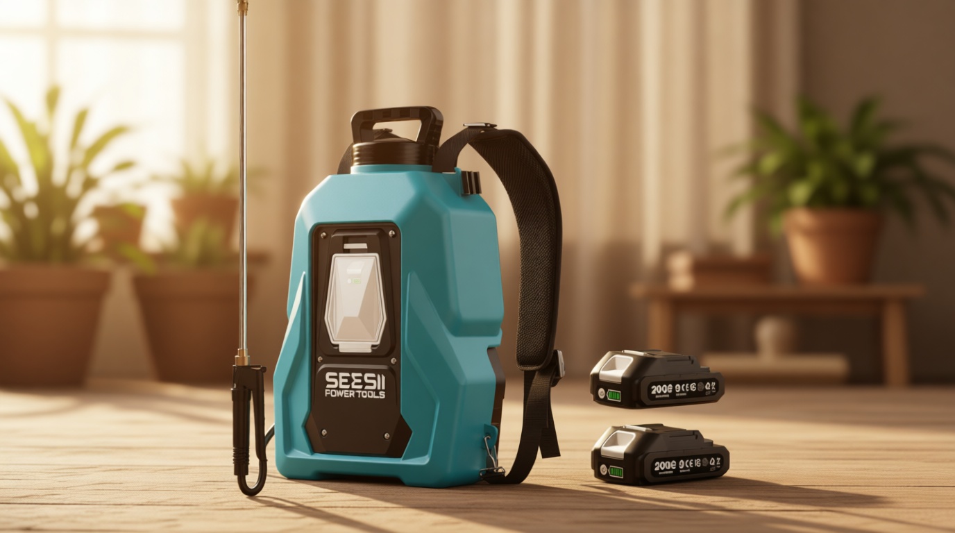 SEESII Backpack Sprayer Battery Powered, Leak-Proof 5-Gallon, Dual Battery Electric Sprayer with Telescopic Brass Wand & 7 Nozzles, 100 PSI Adjustable Pressure for Weed Lawn Garden Pest Control