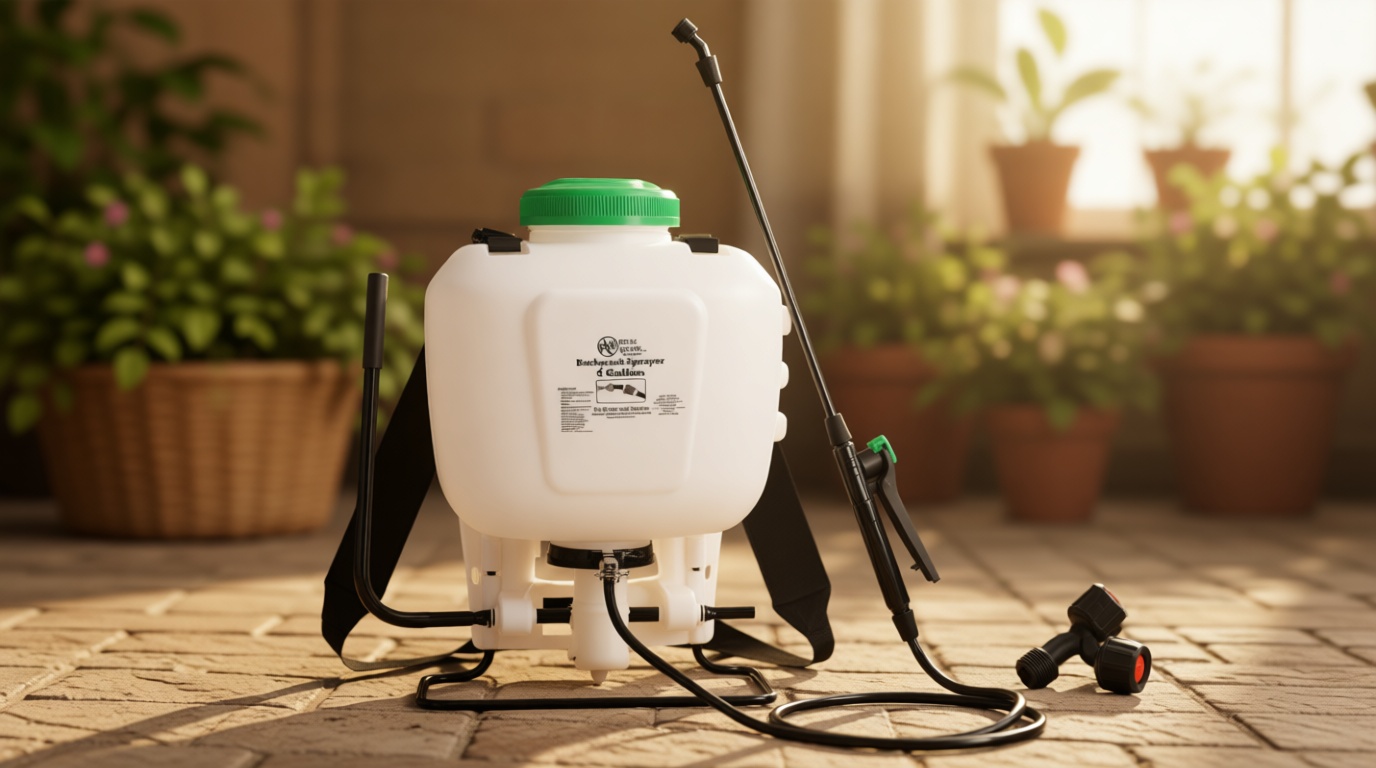 REALWORK 4-Gallon Backpack Sprayer with Padded Shoulder Strap for Pests & Weeds, Watering Garden, and Spraying Plants, in Translucent White