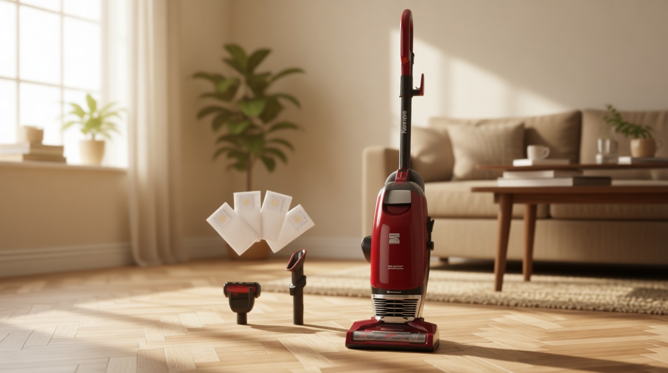 Kenmore BU3040 Intuition Bagged Upright Vacuum Lightweight Cleaner 2-Motor Power Suction with HEPA Filter, 3-in-1 Combination Tool, Handi-Mate for Carpet, Floor, Pet Hair, Red w/No Lift-up