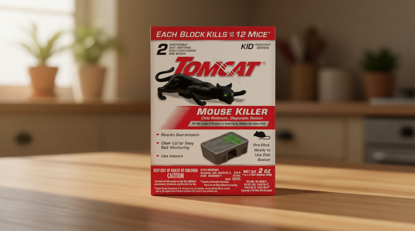 Tomcat Mouse Killer Child Resistant, Disposable Station, 2 Pre-Filled Ready-To-Use Bait Stations
