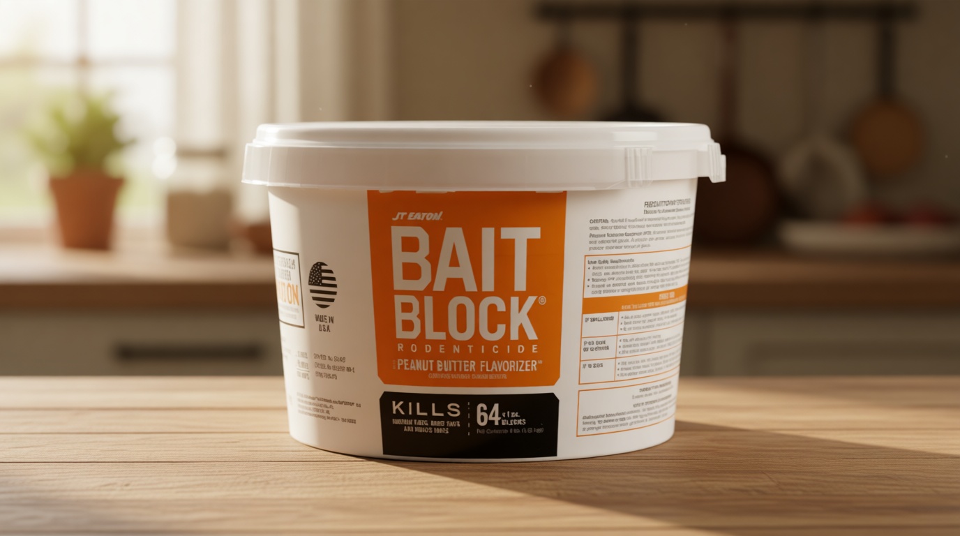 Bait Block Peanut Butter Flavor Rodenticide – 4 lb. Pail – Effective Rodent Control Bait Blocks – Long-Lasting and Easy to Use