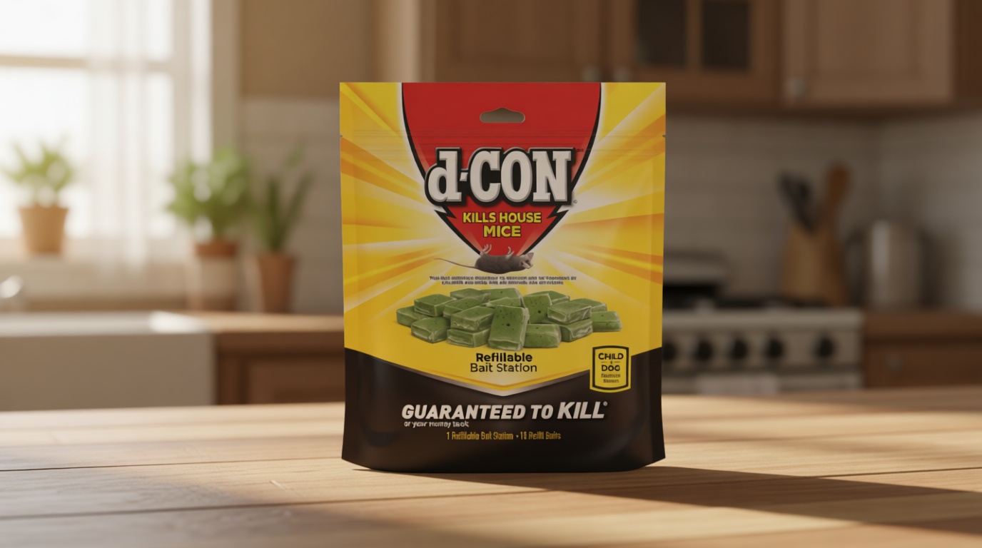 d-CON Refillable Corner Fit Mouse Bait Station, 1 Trap + 18 Bait Refills