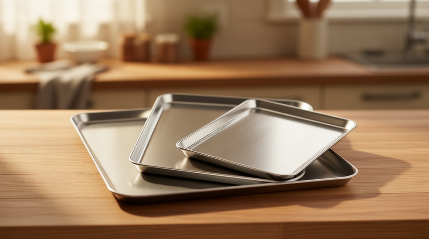 Wildone Baking Sheet Set of 3, Stainless Steel Cookie Sheet Cooking Sheet Pan for Baking & Roasting, 9/12/16 Inch, Non Toxic & Heavy Duty & Easy Clean