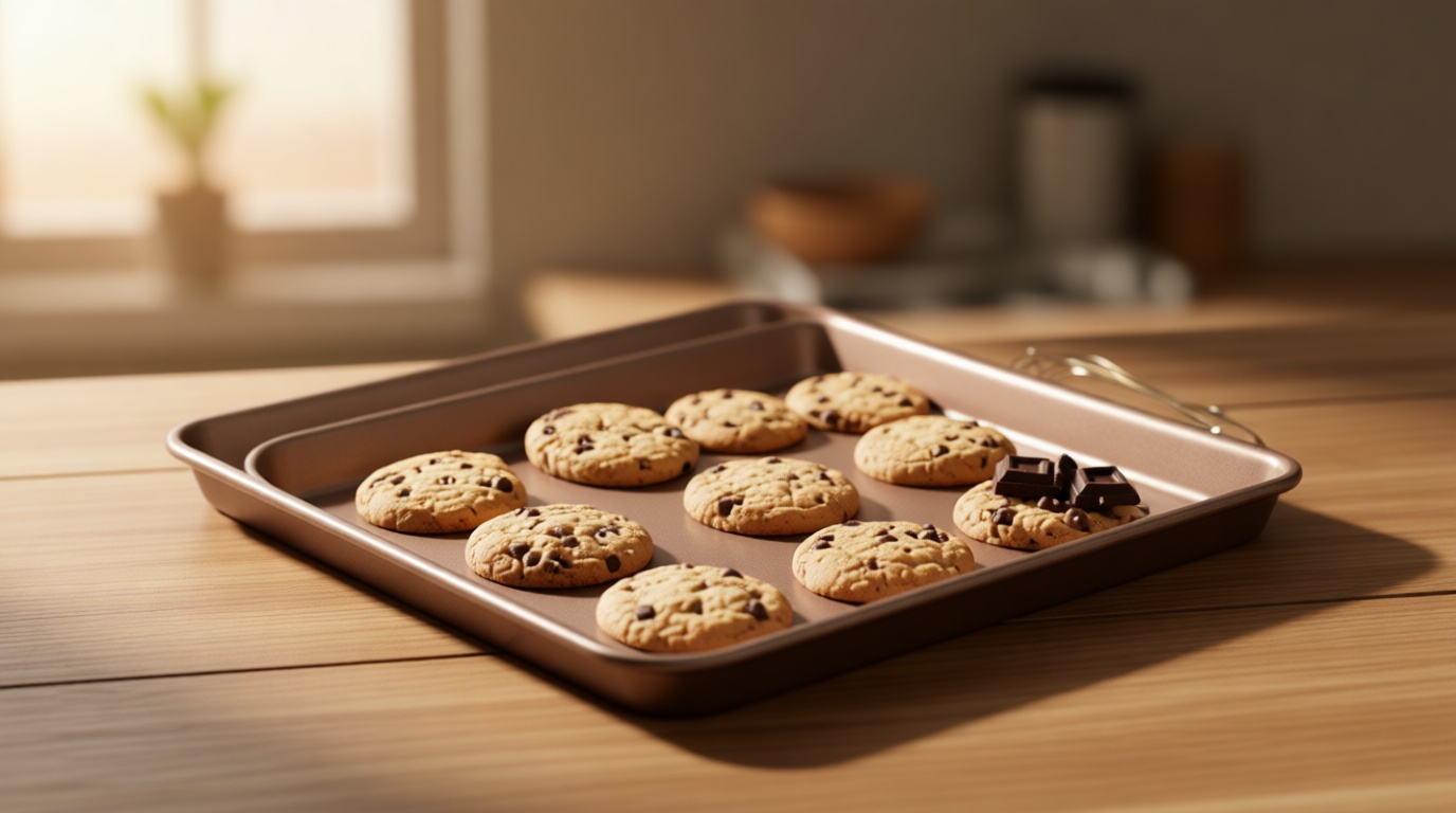 HAPPIELS Nonstick Baking Sheet Set of 2 | PFOA & BPA Free Non Toxic Carbon Steel Cookie Sheets | Best Non Stick Oven Cooking Pans & Half Sheet Pan | Best Nontoxic Baking Trays 18 Inch