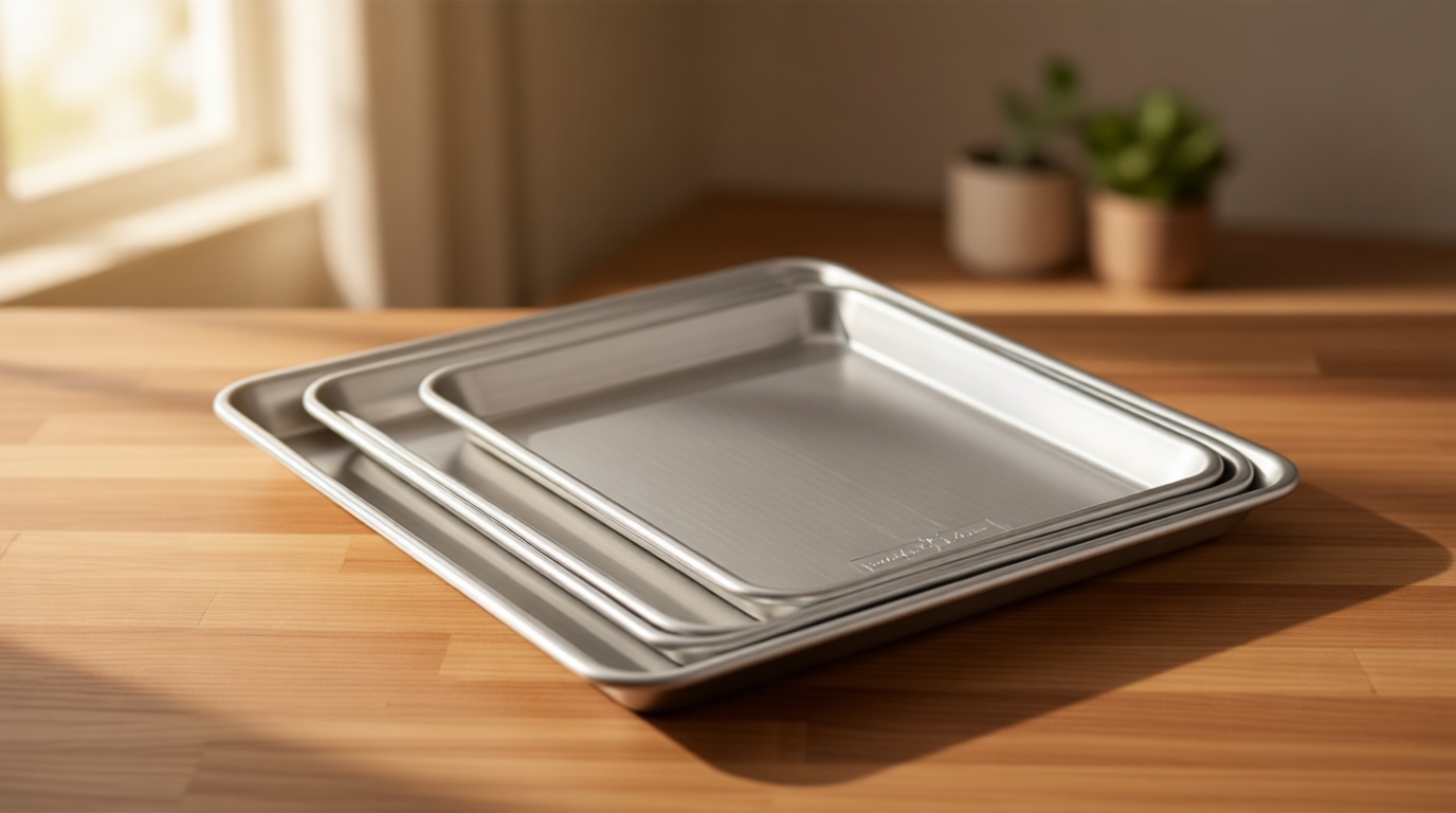 Nordic Ware Naturals 3 Piece Set - USA Made Aluminum Commercial Quality Sheet Pan for Baking or Roasting, Encapsulated Galvanized Steel Rim Prevents Warping; Half Sheet, Jelly Roll and Quarter Sheet