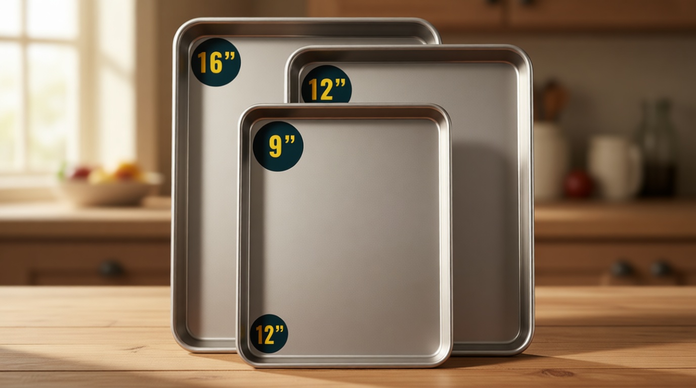 Baker’s Signature Stainless Steel Cookie Sheet Pan, Stainless Steel Baking Sheet Set of 3, Mirror Finish, Non-Stick, Rust Resistant, BPA Free, Dishwasher Safe, 9/12/16 Inch