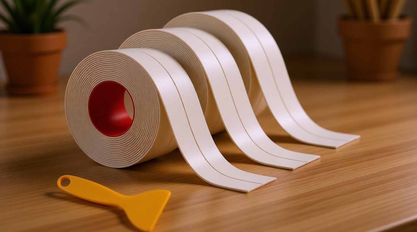 Fixmend Caulk Tape, 3 Roll Self Adhesive Caulk Strip Waterproof, Caulking Sealant Tape for Kitchen, Countertop, Bathroom, Sink, Shower, Bathtub, Toilet Edge Protector with Sealing Tool (1.5" x 10.5Ft)