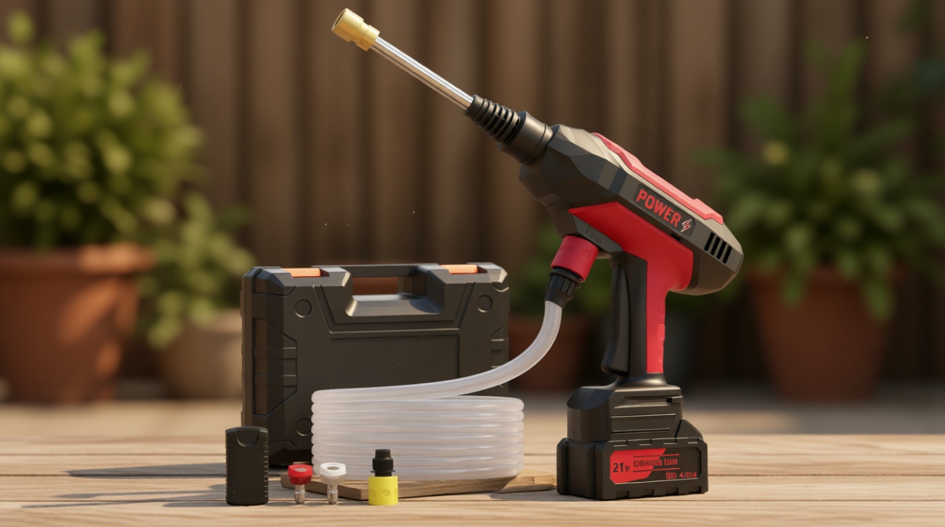 Cordless Pressure Washer, Portable Pressure Washer Battery Powered Max 950PSI, 1.2GPM with 1 * 21V 4.0Ah Rechargeable Battery, 20FT Drain Hose, Electric Power Washer for Car, Floor, Red