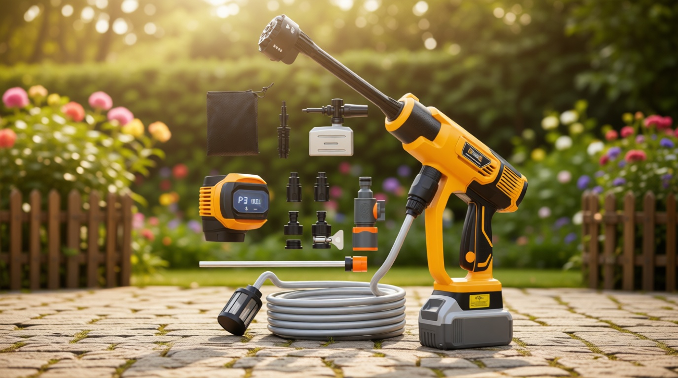 Cleaning Tool Compatible with DeWalt 20V Battery, 2.2LBS, with 16.4ft Hose & 6-in-1 Nozzle + Attachment for Car, Patio, Fence (Battery not Included, Tool Only)