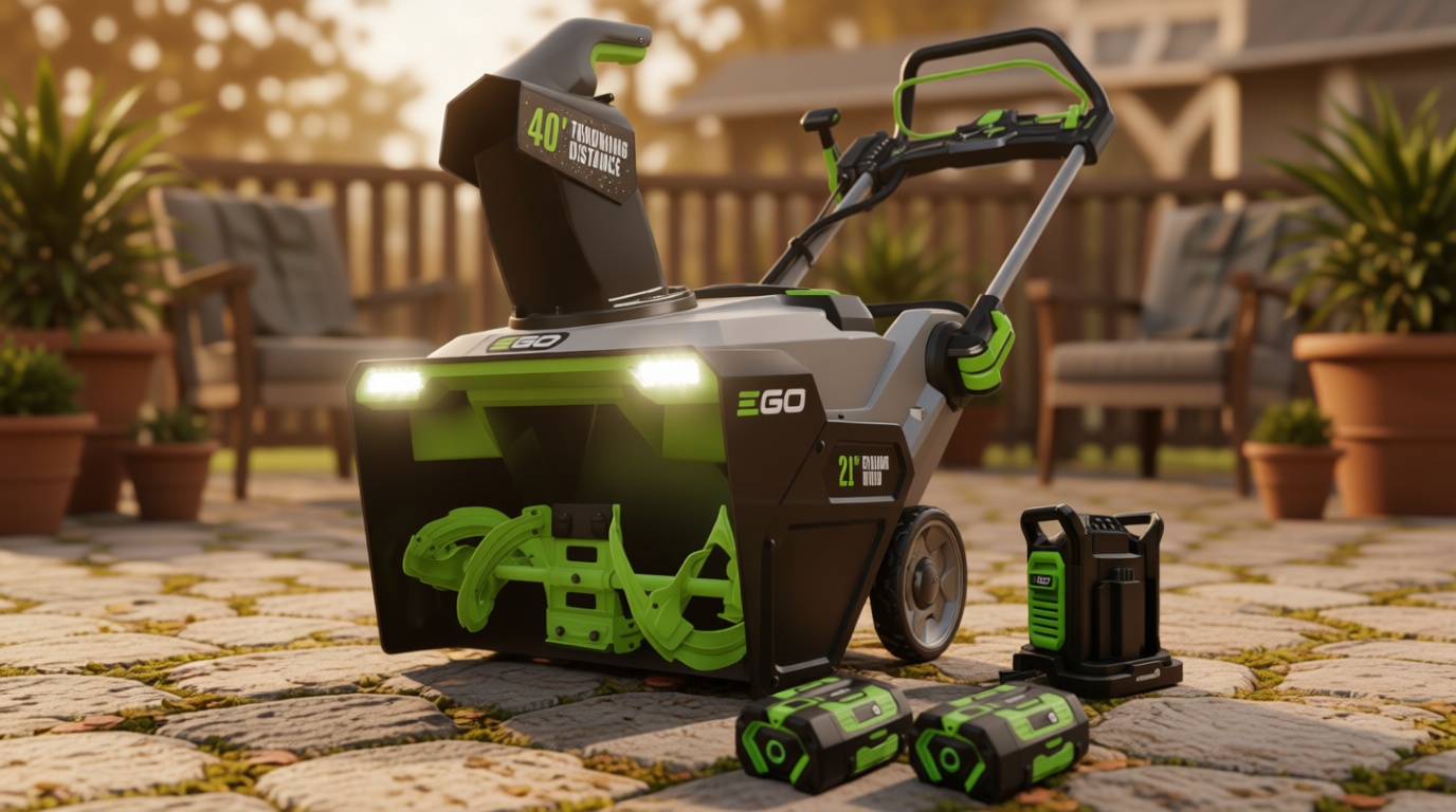 EGO POWER+ 21" Electric Snow Blower, Cordless Steel Auger, Includes (2) 56V 7.5Ah Batteries and Dual Port Charger - SNT2114