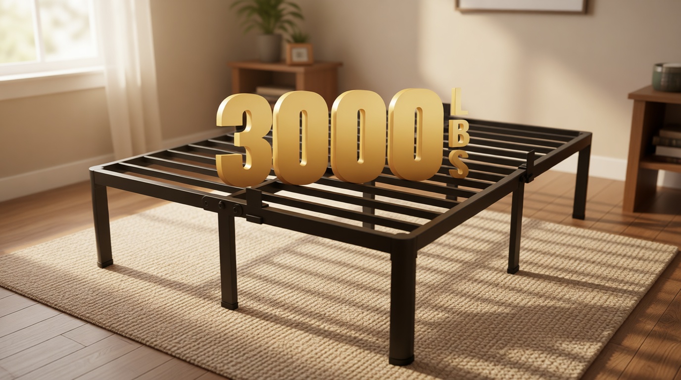 MAF 14 Inch Queen Metal Platform Bed Frame with Round Corner Legs, 3000 LBS Heavy Duty Steel Slats Support, Noise Free, No Box Spring Needed, Easy Assembly