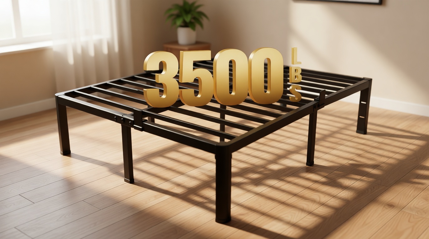 ROIL 18 Inch Queen Bed Frame with Rounded Corner and Headboard Hole Mattress Retainers 3500LBS Metal Heavy Duty Steel Slats No Box Spring Needed Platform Noise-Free Easy Assembly