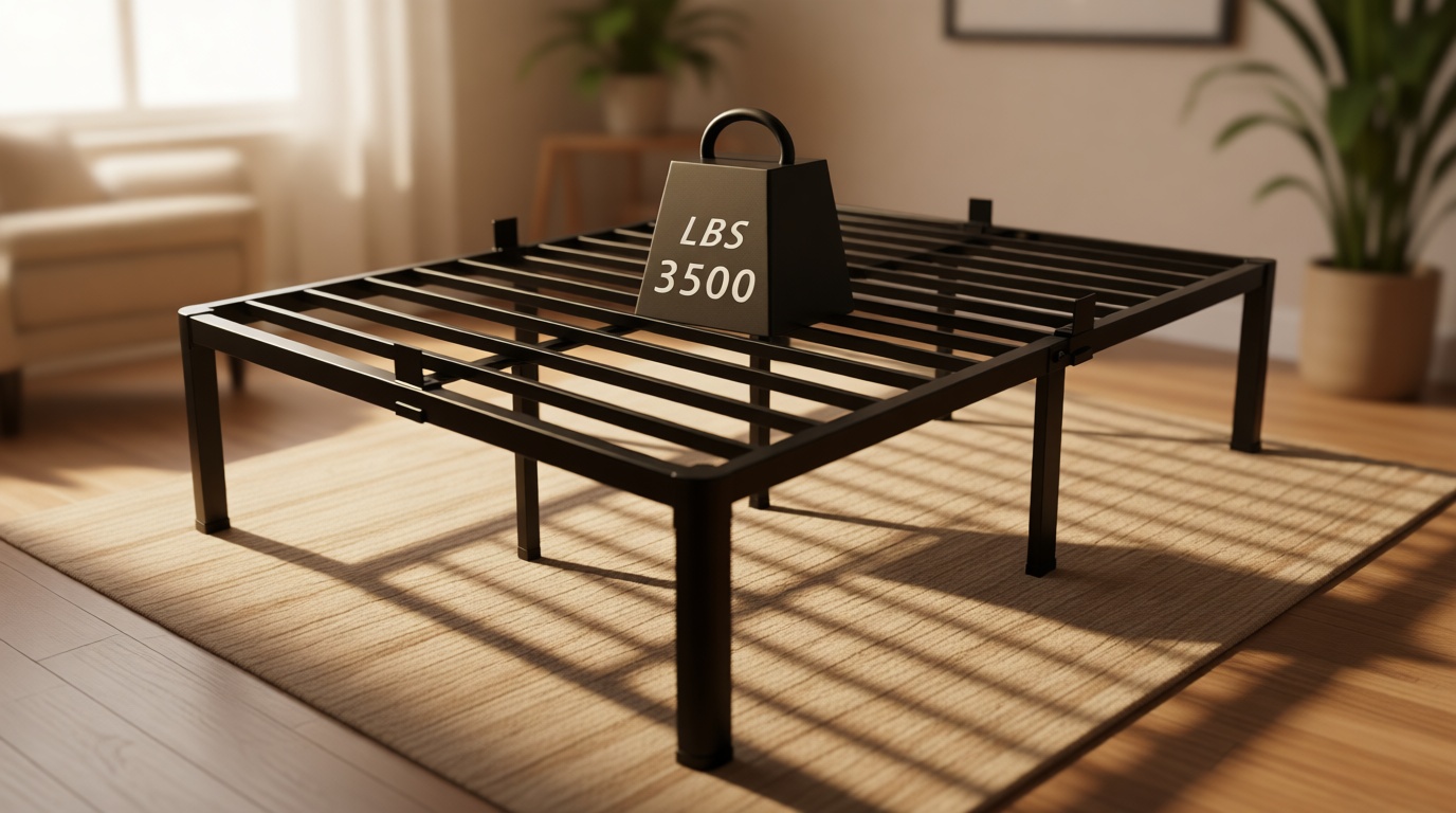 ROIL 14 inch Full Size Bed Frame with Headboard Hole and Round Corner Legs Mattress Retainers 3500LBS Heavy Duty Steel Slats No Box Spring Needed Platform Noise-Free Underneath Storage