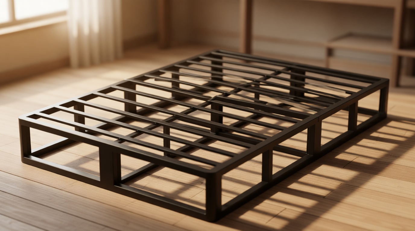 VIPSHOW 10 Inch Queen Metal Bed Frame Round Corner Low Platform Bed Frames 3000 LBS Heavy Duty Steel Slats Support Mattress Foundation No Box Spring Needed, Noise Free, Easy Assembly, Black