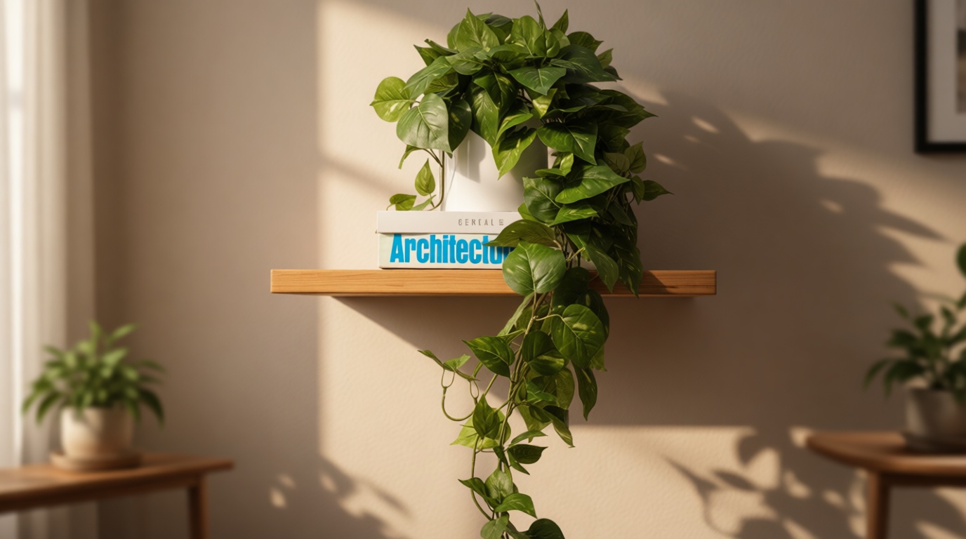 MY ROVALA Silk Plants for Home Decor Indoor in Pot Realistic Artificial Plants Hanging Faux Plants Indoor Fake Potted Plants for Shelves Bedroom Bathroom Trailing Plant, Fake Pothos Ivy (Dark Green)