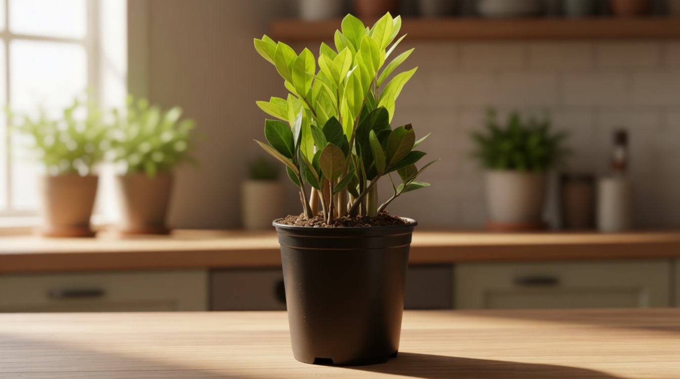 Costa Farms ZZ Live Plant in Plastic Pot, Easy to Maintain, Air Purifying Indoor Houseplant, Perfect for Home, Room, or Office Decor, Great House Warming or Birthday Gift, 12-20 Inches Tall