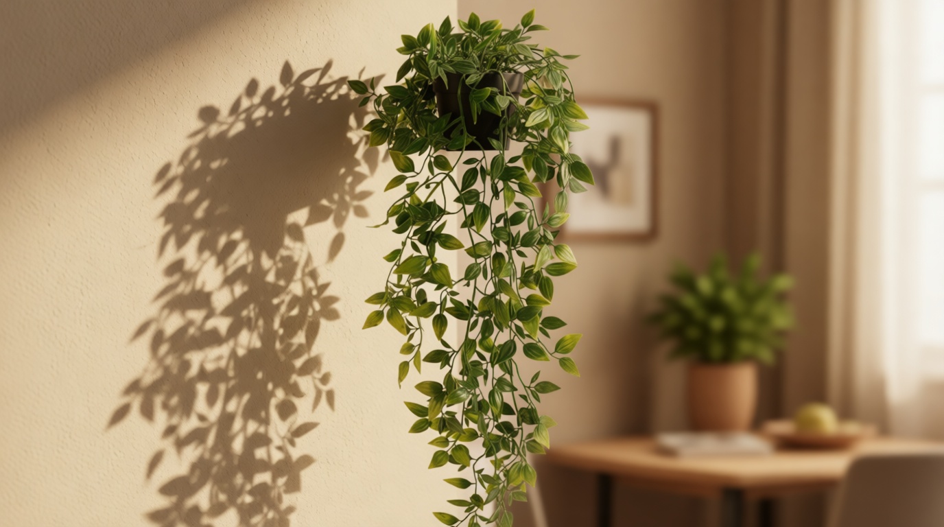 Whonline Fake Hanging Plants, Artificial Small Potted Plants for Indoor Outdoor Aesthetic Office Living Room Shelf Decor (1 Pack)