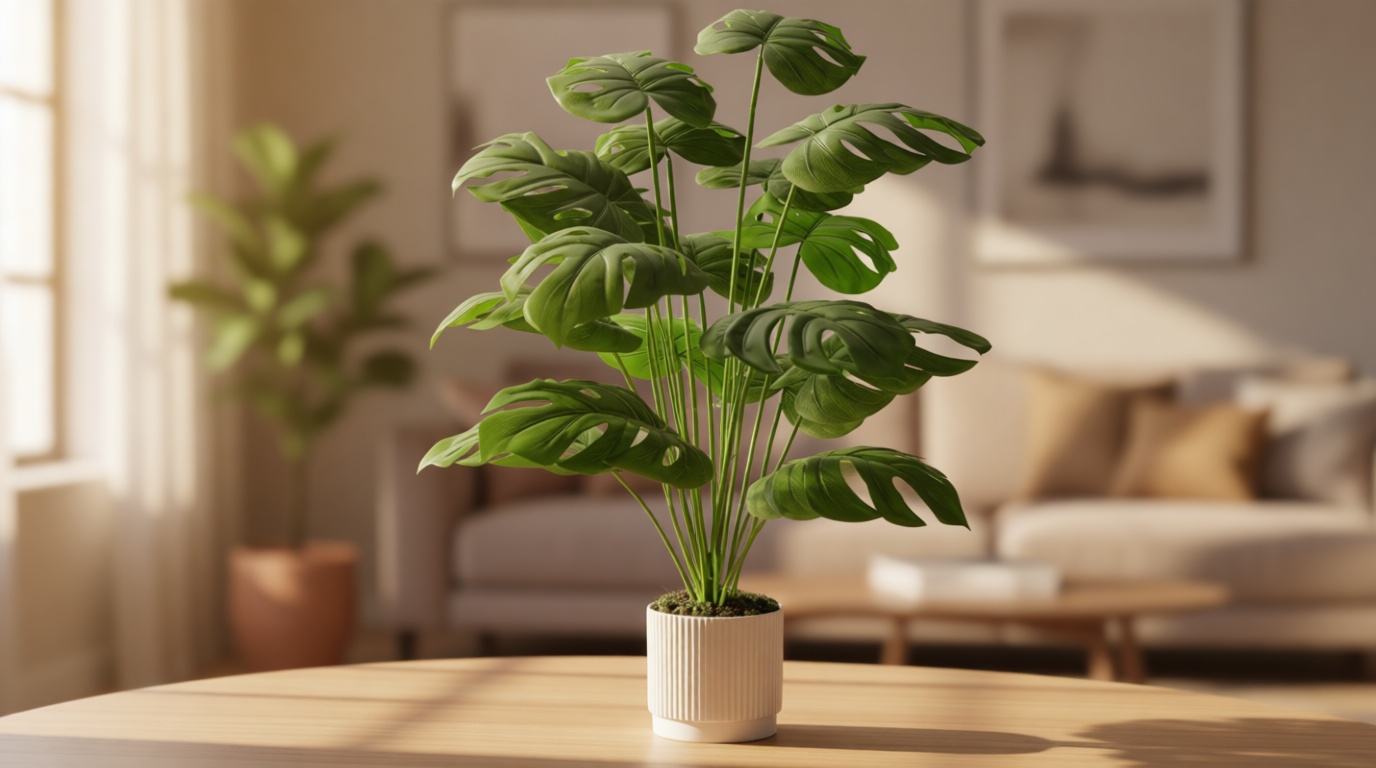 Der Rose 28" Fake Plants Large Artificial Monstera Faux Potted Plants Indoor Tall for Outdoor Living Room House Floor Front Porch Tree Decor