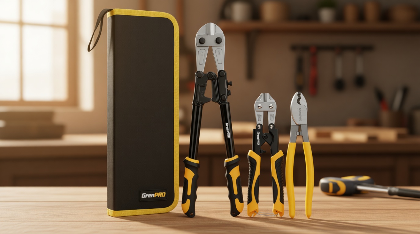 GRENPRO 3-Piece Bolt Cutter Pliers Set, 14" Heavy Duty Bolt Cutter, 8" Mini Wire Cutter, 8" Cable Cutter with Carrying Bag, Cr-V Blade for Metal, Key, Lock, Craft & Hard Wire, Screw, Chains Hand tool