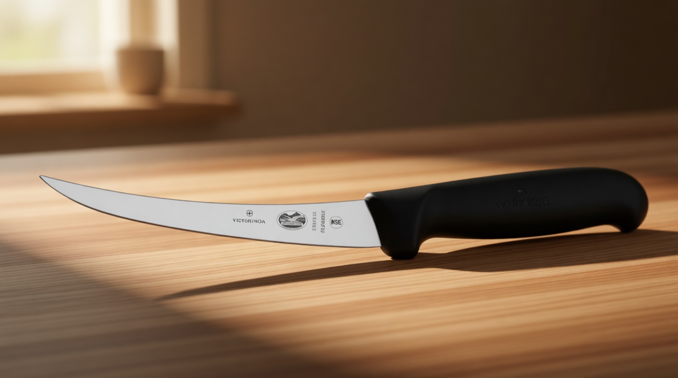 Victorinox Fibrox Curved Boning Knife, Flexible Blade, 6-Inch, Black