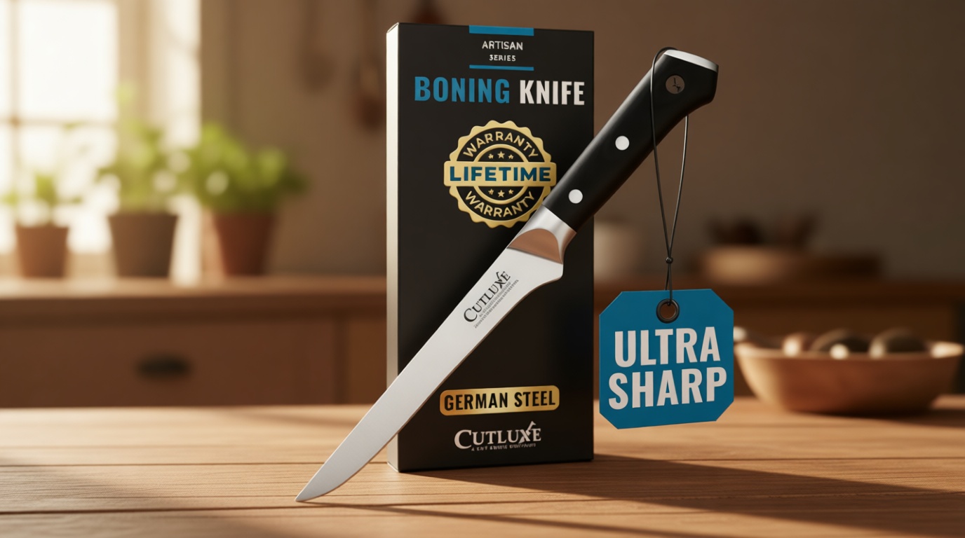 Cutluxe Boning Knife – 6 inch Razor Sharp Fillet – High Carbon German Steel – Full Tang Ergonomic Handle Design, Grilling Gifts for Men – Artisan Series ClimatePartner certified The Forest Stewardship Council