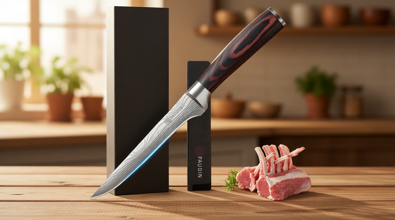 PAUDIN Boning Knife 6 Inch, Super Sharp Fillet Knife, German High Carbon Stainless Steel Deboning Knives, Professional Boning Knives for Meat Poultry Chicken, Pakkawood Handle with Gift Box